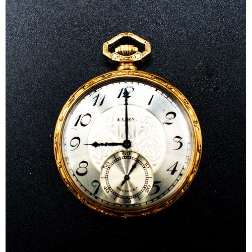 23 - GOLD ELGIN POCKET WATCH, 14ct with engraved initials.