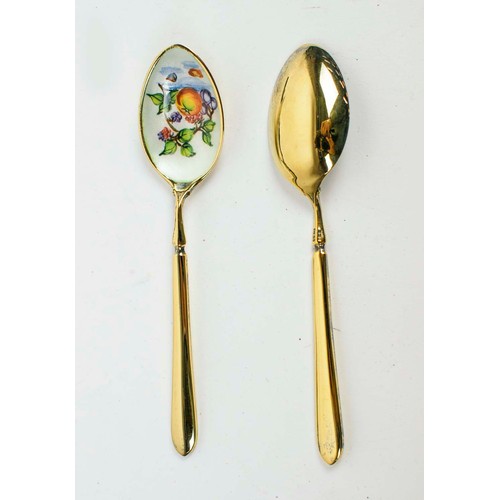 24 - BOXED ENAMEL AND SILVER GILT TEA SPOONS, from Thomas Goode and Co Ltd.