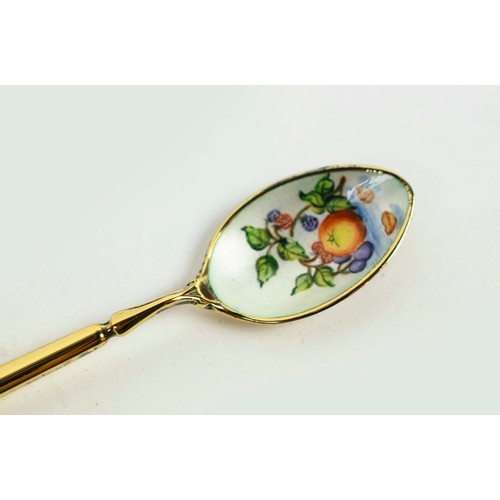 24 - BOXED ENAMEL AND SILVER GILT TEA SPOONS, from Thomas Goode and Co Ltd.