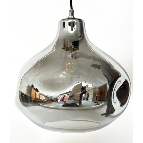 288 - PAGAZZI GLASS CEILING LAMP, teardrop shaped with dimples, 58cm H.