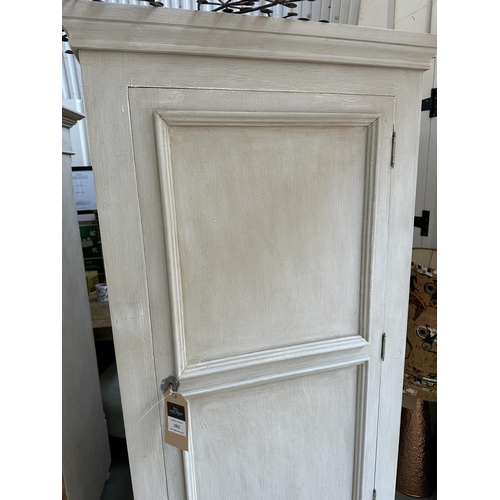 261 - ARMOIRE, French style grey painted with single panelled door enclosing hanging space above a full wi... 