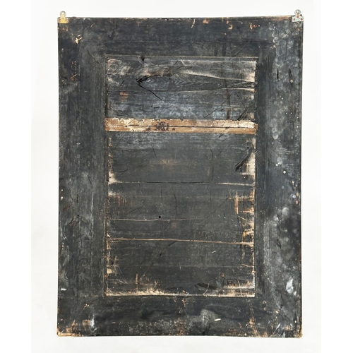 262 - DUTCH WALL MIRROR, 19th century rectangular ebony and repoussé silvered metal, with cushion shaped m... 