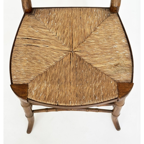 164 - FAUX BAMBOO SIDE CHAIRS, a pair, early 19th century faux bamboo carved fruitwood, 41cm W. (2)