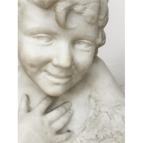 160 - MARBLE BUST, signed A. Butlerhoff, 45cm H x 48cm W.