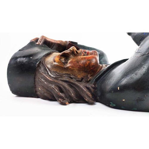 49 - SHIPS FIGUREHEAD, 19th century carved wood or shop sign, 65cm H.