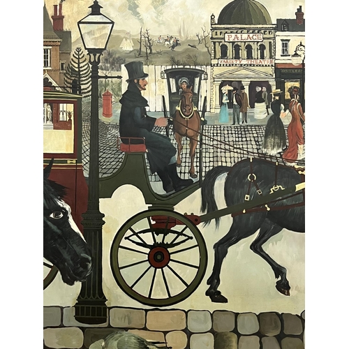 66 - PERRY (20th century British), 'The Black Beauty', oil on board, 113cm x 186cm, framed.