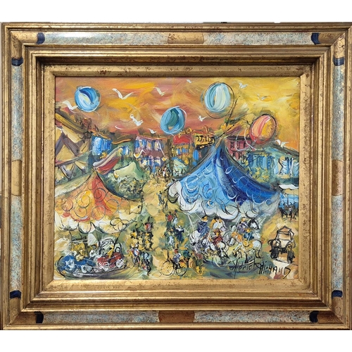 114 - HERICK MICHAUD (France, 1954) 'La Manege', oil on canvas, 46cm x 55cm, signed, framed.