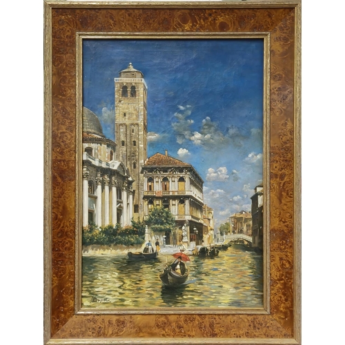 83 - MANNER OF MARTIN RICO 'The Church of San Germia and the Palazzo Labia, Venice', oil on canvas, 60cm ... 