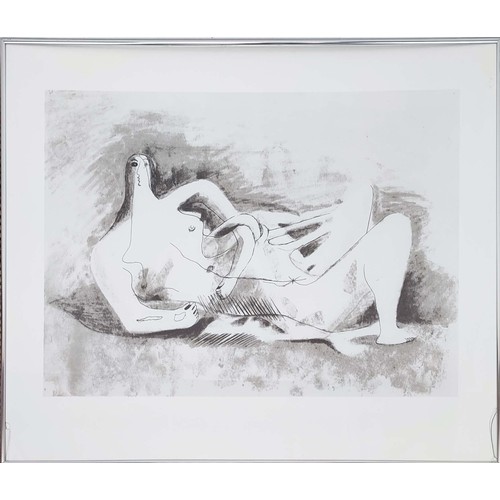 115 - HENRY MOORE, 'Drawing for Figure in metal or reinforced concrete, 1931' lithograph, 79cm x 99cm, fra... 