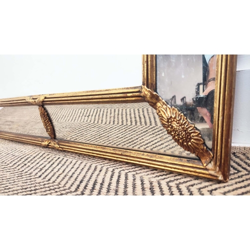 241 - WALL MIRROR, with a gilt frame and angled borders, 127cm x 118cm.