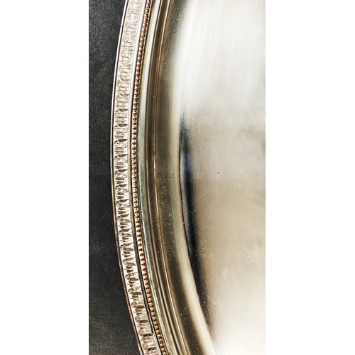 25 - CHRISTOFLE 'MALMAISON' SILVER PLATED SERVING TRAYS, matched pair, each of oval form, twin handled, e... 