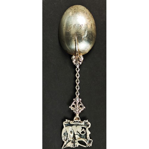 25A - SILVER SOUVENIR SPOON, Dutch circa 1924, the terminal in the form of a horse and carriage, the bowl ... 