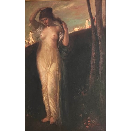 65A - LATE 19TH CENTURY SCHOOL, 'The Theban Woodland Nymph', oil on canvas, 83cm x 53cm, framed.