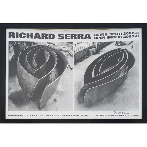 55 - RICHARD SERRA BLIND SPOT EXHIBITION POSTER, signed, framed and glazed, 108cm x 88cm.