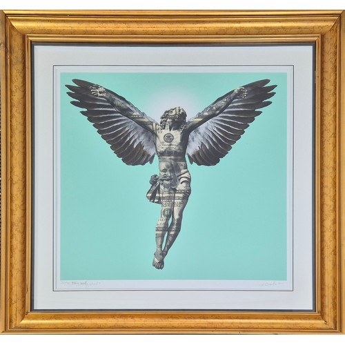 38 - HENRY HATE, 'Holy Ghost', hand embellished screen print, 84cm x 81cm, signed and numbered 20/40, fra... 