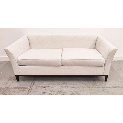 404 - SOFA, in a stone coloured flecked fabric, 177cm W x 68cm H x 90cm D.