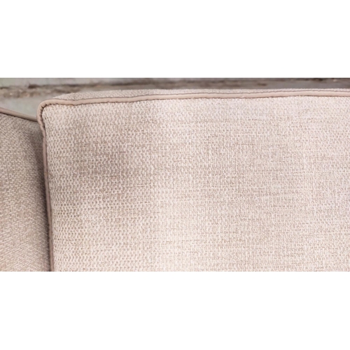 404 - SOFA, in a stone coloured flecked fabric, 177cm W x 68cm H x 90cm D.