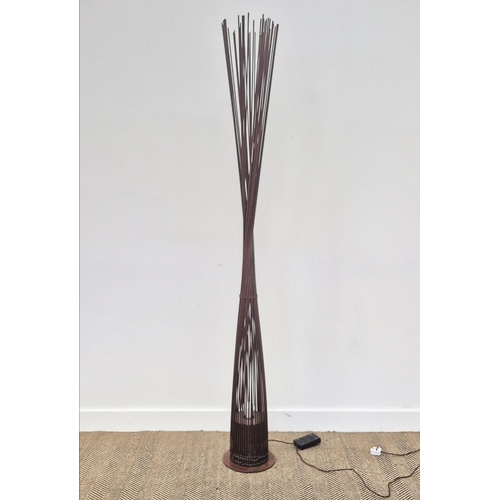 406 - FLOOR LAMP, oxidised metal, 203cm H.