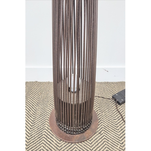 406 - FLOOR LAMP, oxidised metal, 203cm H.