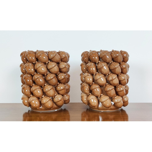 400 - ACORN VASES, a pair, glazed ceramic, 26cm H x 23cm W. (2)