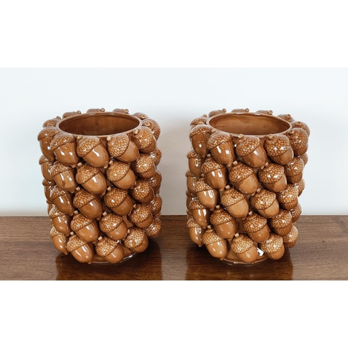 400 - ACORN VASES, a pair, glazed ceramic, 26cm H x 23cm W. (2)