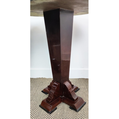 397 - SIDE TABLES, a pair, Art Deco style, segmented design tops on column base, 74cm H x 60cm W. (2)