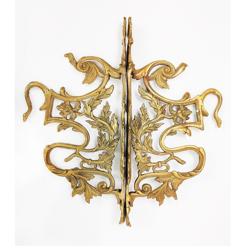 402 - PARROT WALL HANGINGS, a pair, glazed ceramic and gilt metal on bracket supports, 60cm H x 32cm W. (2... 