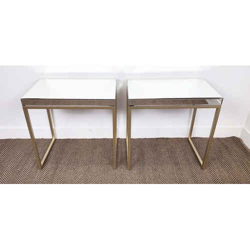 443 - SIDE TABLES, a pair, mirrored and gilt metal, 60.5cm x 38cm x 62.5cm. (2)