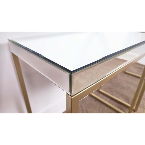 443 - SIDE TABLES, a pair, mirrored and gilt metal, 60.5cm x 38cm x 62.5cm. (2)