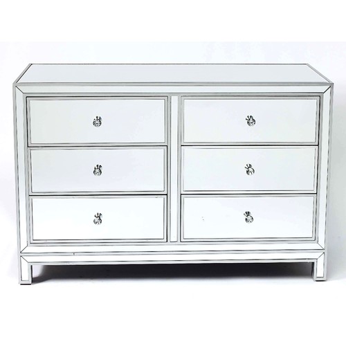 413 - CHEST OF DRAWERS, Venetian style mirror clad, 92cm H x 82cm W x 44cm D