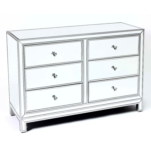 413 - CHEST OF DRAWERS, Venetian style mirror clad, 92cm H x 82cm W x 44cm D