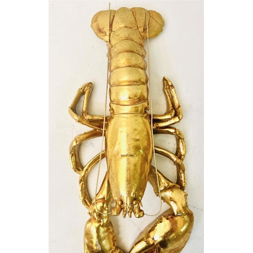 420 - FAUX LOBSTERS, a pair, gilt finish, 50cm x 20cm x 11cm. (2)