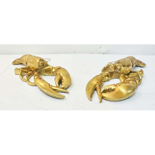 420 - FAUX LOBSTERS, a pair, gilt finish, 50cm x 20cm x 11cm. (2)