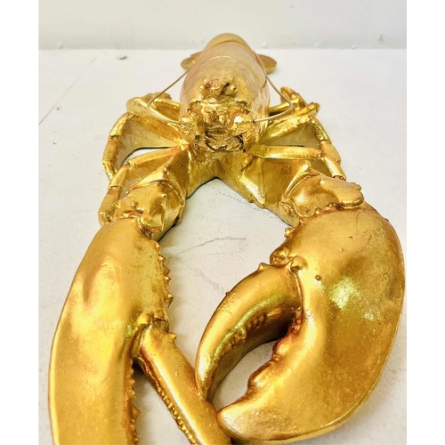 420 - FAUX LOBSTERS, a pair, gilt finish, 50cm x 20cm x 11cm. (2)