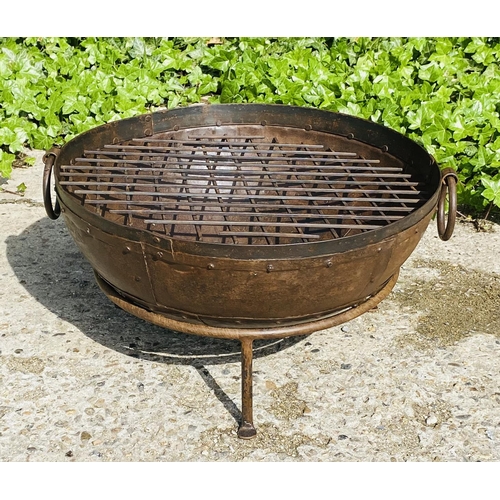 433 - KADAI STYLE FIRE BOWL, on stand, 47cm H x 64cm W x 60cm D.