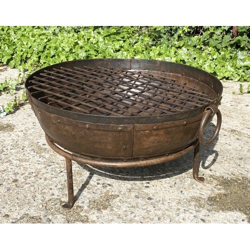 433 - KADAI STYLE FIRE BOWL, on stand, 47cm H x 64cm W x 60cm D.