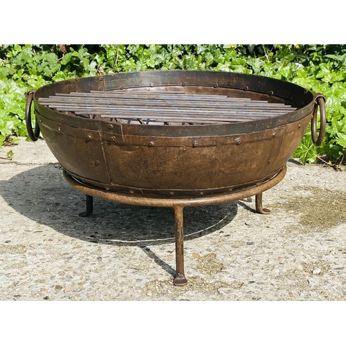 433 - KADAI STYLE FIRE BOWL, on stand, 47cm H x 64cm W x 60cm D.