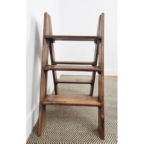 307 - WOODEN STEP LADDER, vintage style with Champagne label decoration, 82cm H.