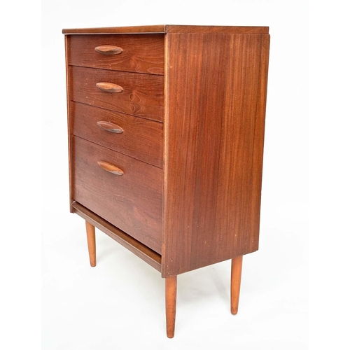 542 - TALL CHEST, 1970s Danish teak with four long drawers, 110cm H x 80cm W x 43cm D.