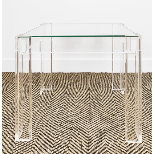 545 - SIDE TABLE, perspex and glass, 48cm D x 41cm W x 52cm H