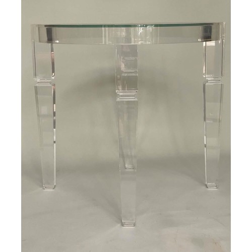 511 - LAMP TABLE, circular glazed and lucite-framed, 75cm H x 100cm W.