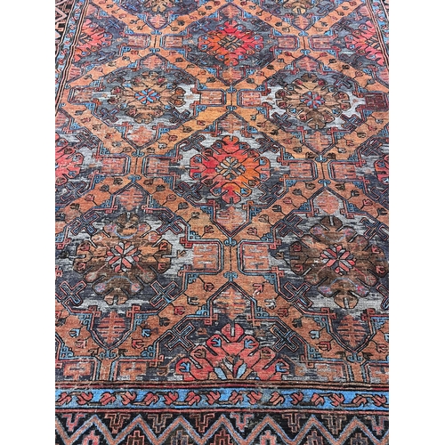 124 - ANTIQUE SOUMAK CARPET, 380cm x 223cm.