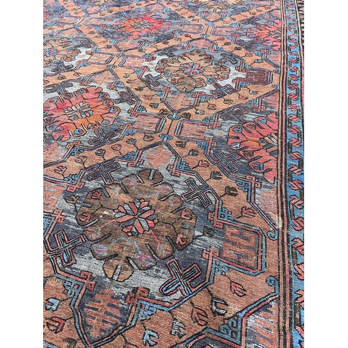 124 - ANTIQUE SOUMAK CARPET, 380cm x 223cm.