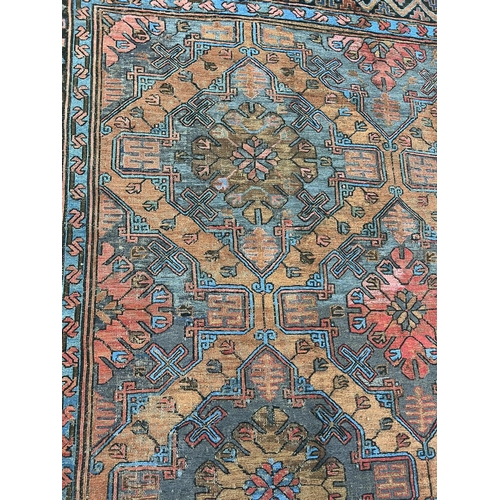 124 - ANTIQUE SOUMAK CARPET, 380cm x 223cm.