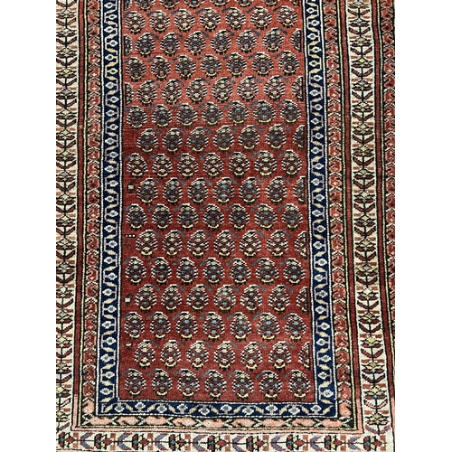 128 - ANTIQUE PERSIAN MALAYER RUNNER, 460cm x 95cm.