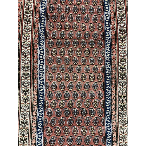 128 - ANTIQUE PERSIAN MALAYER RUNNER, 460cm x 95cm.