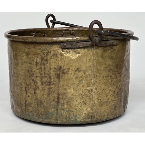 130 - COPPER LOG BIN/BUCKET, 19th century with handle, 59cm W x 38cm H.