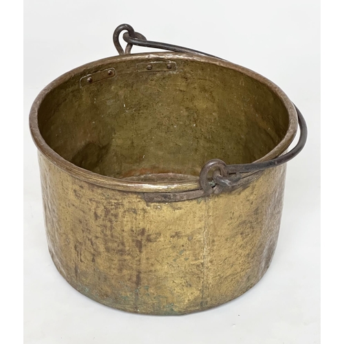 130 - COPPER LOG BIN/BUCKET, 19th century with handle, 59cm W x 38cm H.