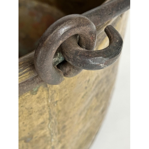 130 - COPPER LOG BIN/BUCKET, 19th century with handle, 59cm W x 38cm H.