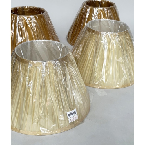 138 - LAMP SHADES, four pairs including pleated sienna, grey white and silk pleated (India Jane). (8)